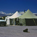 Restaurant tent and the Himalaya mountain range