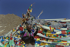 Myself in front of thousand prayer flags