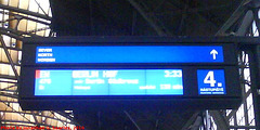 Late Metropol Displayed on Platform Trainboard in Praha Hlavni Nadrazi, Prague, CZ, 2010