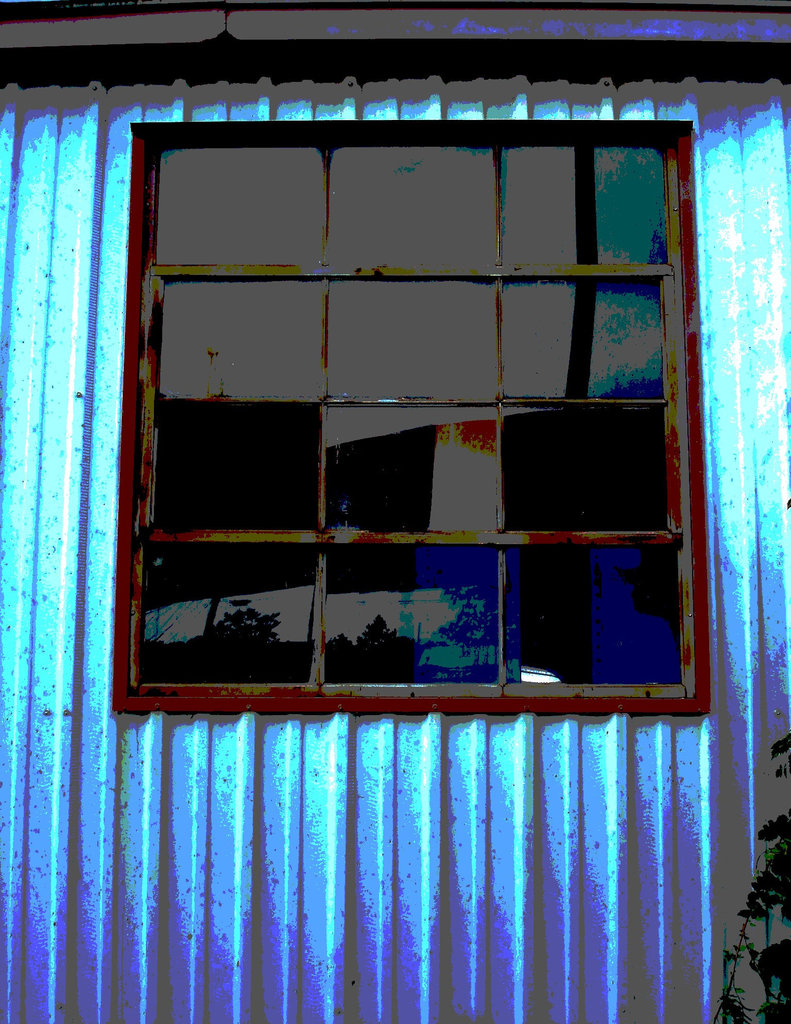 Auto service window / Fenêtre de garage de service pour autos - Farmerville, Louisiane. USA - 7 juillet 2010 - Postérisation