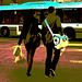 La Dame Jerie asiatique  en talons hauts / Jerie high-heeled Asian Lady - Station métro PI IX  /  PI IX subway station - Montréal, Qc. CANADA - 4 Mai 2010 - Sepia postérisé
