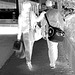La Dame Jerie asiatique  en talons hauts / Jerie high-heeled Asian Lady - Station métro PI IX  /  PI IX subway station - Montréal, Qc. CANADA - 4 Mai 2010 - N & B négatif postérisé