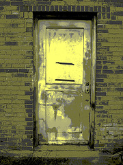 Antique market door / Porte du marché d'antiquités - Bastrop, Louisiane. USA - 8 juillet 2010 - Vintage postérisé