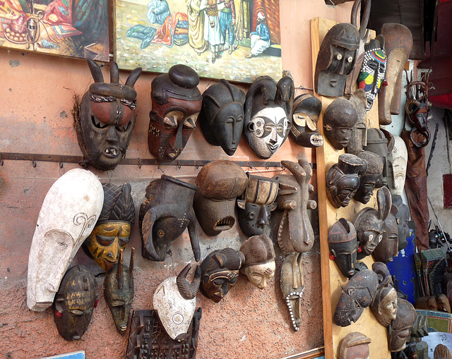 A Display of Wooden Masks