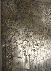 all hallows barking, london, brass, andrew evyngar, a salter, here prays ' oh son of god have pity on me' on his flemish brass of 1530