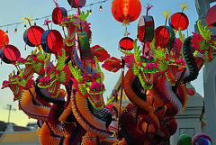 Paper dragons and drums sold for Chinese New Year