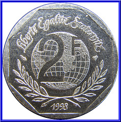 2 Francs Commémorative René Cassin 1998 Envers