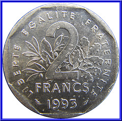 2 Francs Commémorative Jean Moulin 1993 Envers