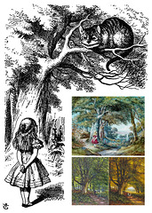 Alice & Cheshire Cat by Tenniel, Forests by Hill and Warren