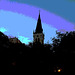 Church tower by the night / Clocher de soir - San Antonio, Texas. USA - 29 juin 2010- Version  postérisée