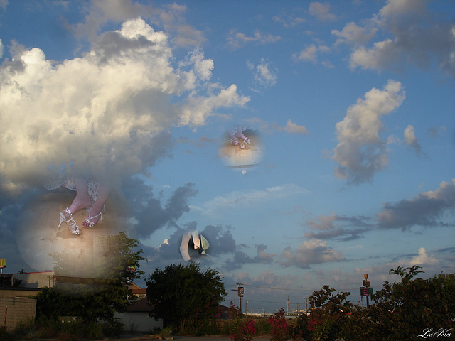 Ciel et nuages avec dangles célestes - Création Krisontème