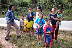 Meeting Karen kids outside the refugee village Mae La