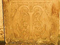 all hallows barking, london, byzantine peacock relief
