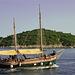 Tourist touring boat passes Otok Lokrum island