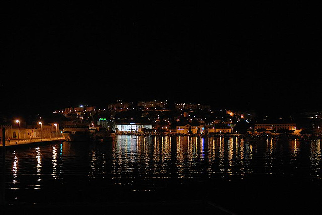 Dubrovnik harbor at night