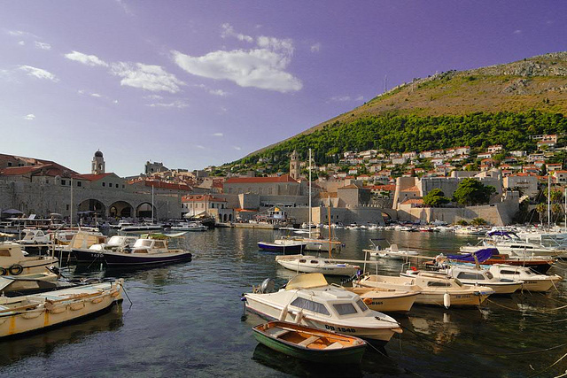 Dubrovnik harbor in the historic city centre