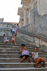 Rest on the steps in front of the St Ignatius Church Dubrovnik