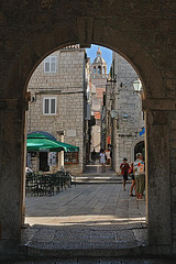 In the narrow alley in Korčula town