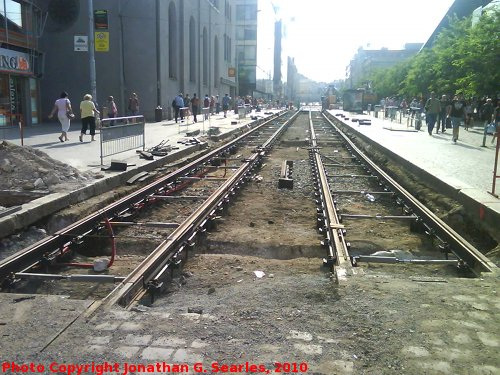 Tram Track Construction in Andel, Prague, CZ, 2010