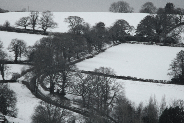 road winding through snow