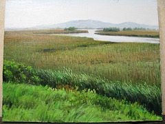 Nakdonggang-rivero kaj cxirkauxo=Nakdonggang-river and vicinity, olee sur tolo=oil on canvas, 32x41cm; 낙동강 주변-낮, 6f-09