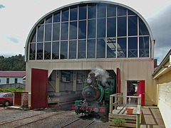 Nostalgic steam locomotive leaving the station