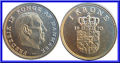 Danemark  1 Couronne 1970