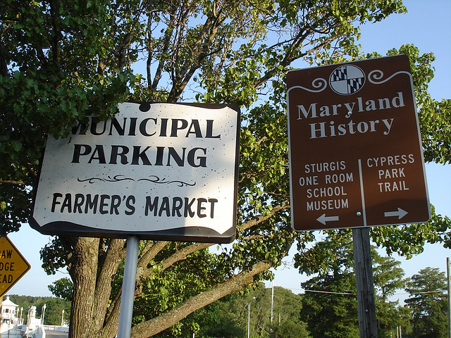 Maryland history signs / Enseignes historiques - Pocomoke, Maryland. USA - 18 juillet 2010