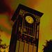 22h35 clock view by the night / San Antonio, Texas. USA - 3 juillet 2010 / Sepia postérisé