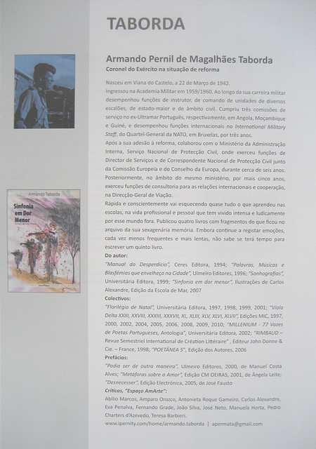 THE ARMY & THE LETTERS, Programme D. Afonso Henriques, Literary Exhibition, my curriculum's page in the catalogue (2)