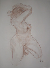 A Quick Nude-drawing女裸身速寫 pastel pencil 52x38cm