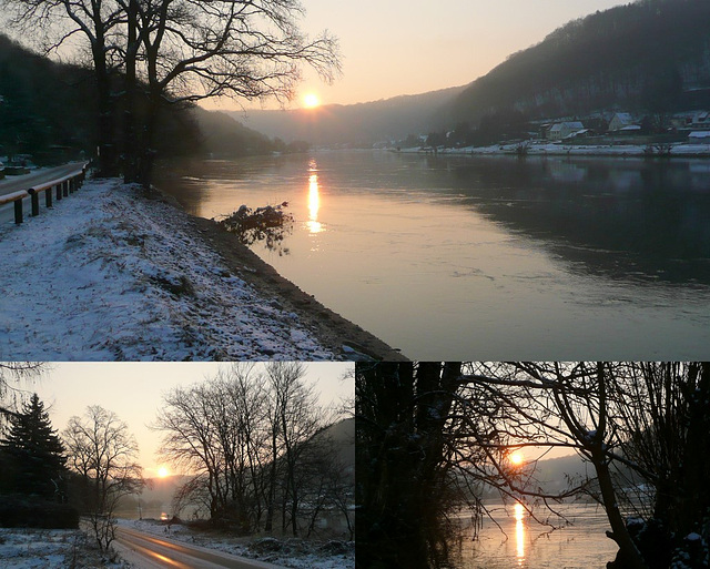Morgendämmerung an der Elbe bei -5°C am 28.1. 2011