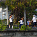 Pupils going home along the Khlong Saen Saeb