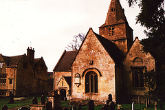 dowdeswell glos. transept 1630 crossing 1370, home farm and spire 1577, tympanum 1150