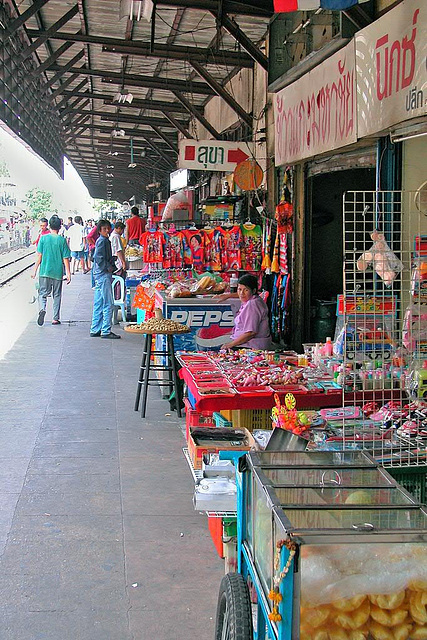Sales stalls at the station platform
