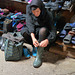 Kutaisi- Trying on a New Pair of Boots at the Market