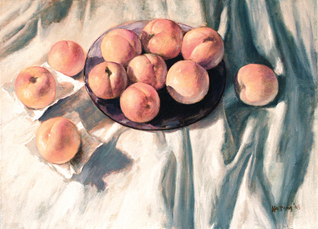 Peaches(=Persikoj桃)_oil on canvas=olee sur tolo_53x72.7cm(20p)_2008_HO Song