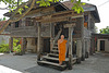 Abbot in front of his accommodation