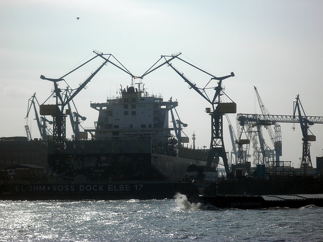 Containerschiff im Dock
