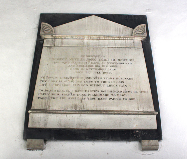 Memorial to George, Lord Burghersh, Saint Leonard's Church, Apethorpe, Northamptonshire