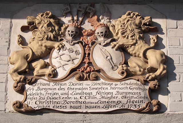 Wappen der Dincklage-Groth am Burgmannshof aus dem 18. Jahrhundert