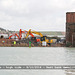 Newhaven high tide East bank demolition site - 9.10.2014