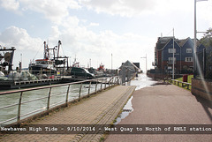 Newhaven high tide West Quay north of RNLI station - 9.10.2014