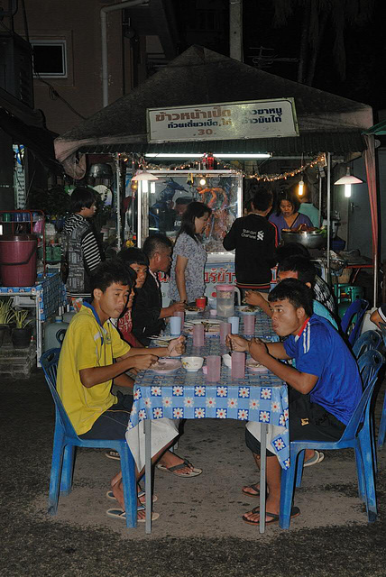 Market stall for selling roasted duck and knuckle of pork