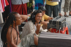 TV team in Rastafari look