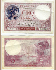 Billet cinq Francs 1939