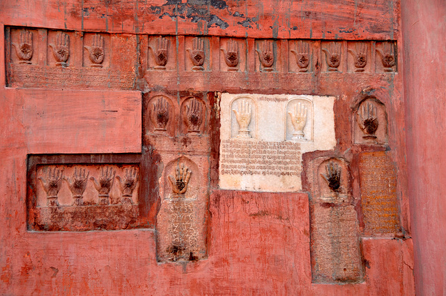 Sati (suttee) wall, Bikaner Fort