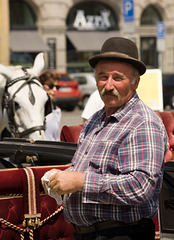 Carriage driver with horse, Prague
