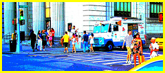 New-York city  - Lee Starsberg street yellow cab. NYC. July 2008 - Recadrage postérisé