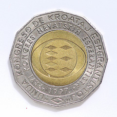 Kroata monero de 25 kunaoj, 1997 / Pièce de monnaie croate de 25 kunas, 1997.